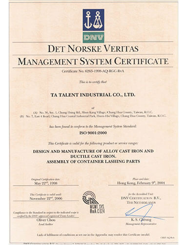 DNV MANAGEMENT SYSTEM CERTIFICATE